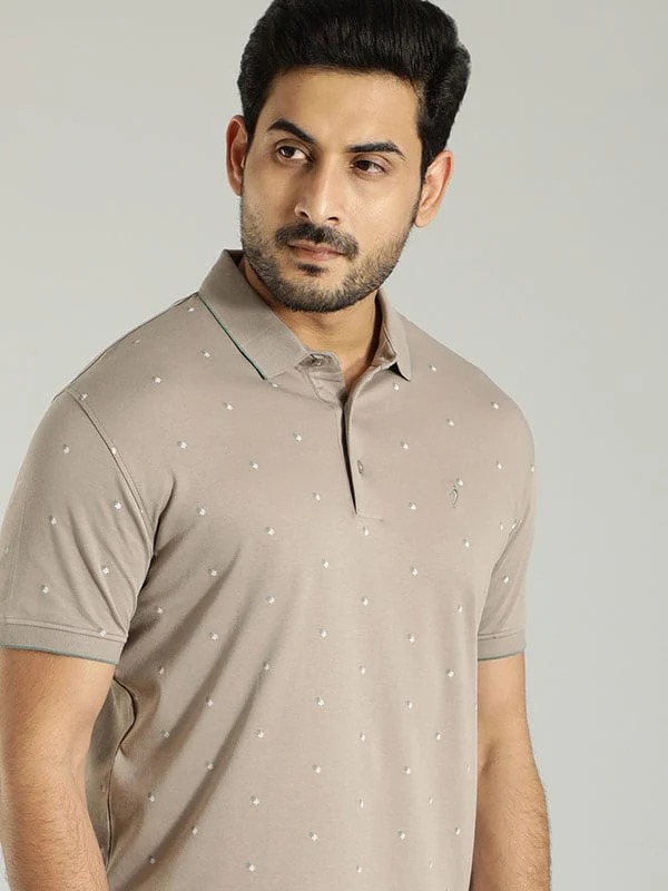 Indian Terrain Men's Half Sleeve Regular Fit Grey Polo T-Shirt